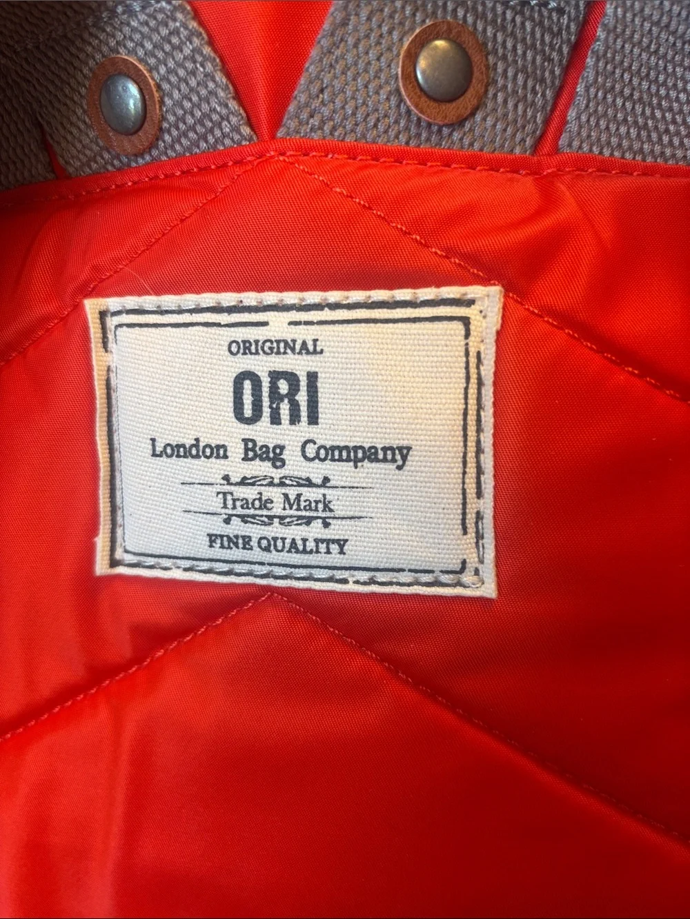 ORI London Bantry Tote Red Roll-Top Backpack with Gray Handles Like new